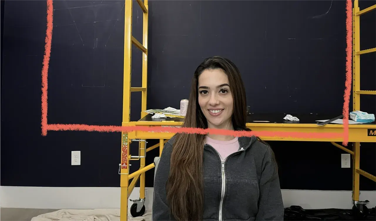 Hala Taha on camera before the build